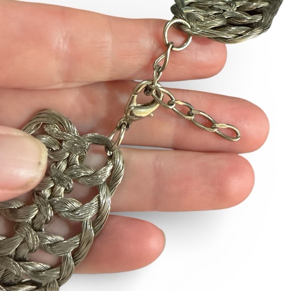 Silver Braided Wire Collar Necklace - Picture 3 of 3